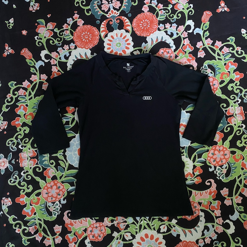 Black Fitted Audi Quarter Sleeve top